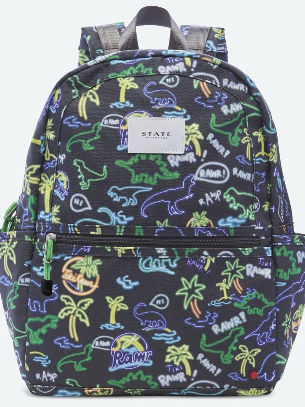 NWOT NEW STATE Kane Kids Travel Backpack Neon Dinosaur School Bag recycled eco